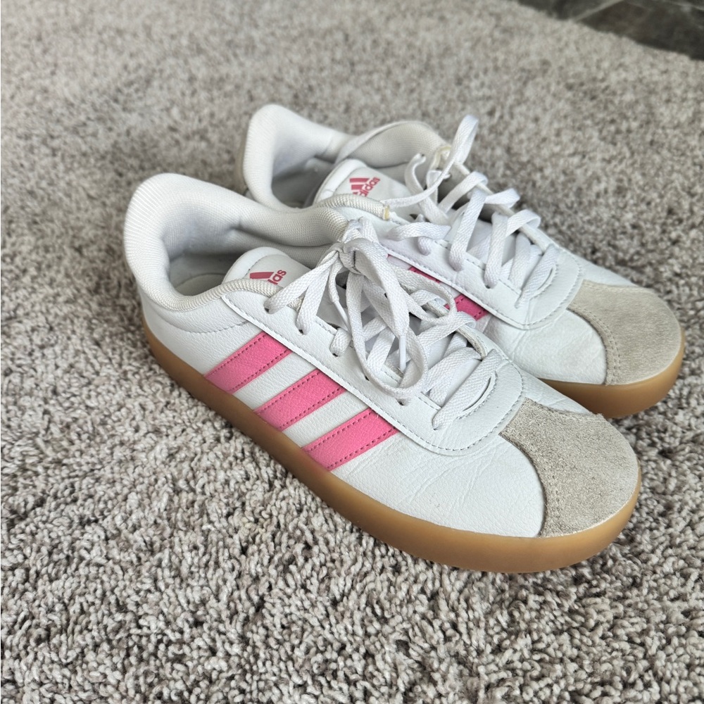 Adidas Kids' White and Pink Samba sneakers